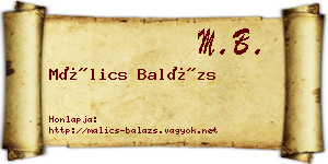 Málics Balázs névjegykártya