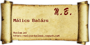 Málics Balázs névjegykártya